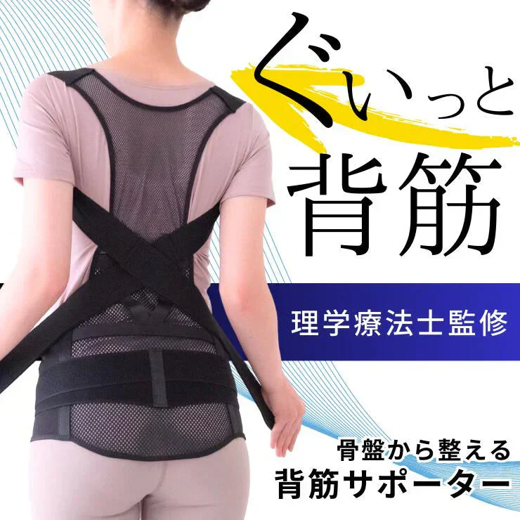骨盤からととのえるメッシュの背筋サポーター(Sサイズ)/背筋を伸ばして骨盤を引き締める 理学療法士監修 背筋 骨盤 肩甲骨 姿勢 猫背 S字ライン姿勢矯正ベルト 男女兼用 美矯正サポーター 骨盤 腰 ダイエット 体幹 姿勢 シェイプアップ ヒップアップ 代謝アップ ウエスト くびれ 下半身 下腹背筋 引き締める 背筋  肩甲骨 姿勢 猫背 S字ライン