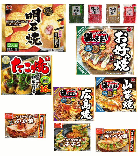 【粉もん Re】冷凍食品 かねます食品 美味い粉もん 6袋 お好み焼き 明石焼き たこ焼き プチサイズ  キャベツ焼 ねぎ焼き チヂミ 関東圏送料無料