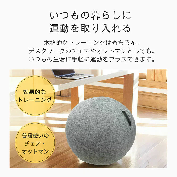 【ブルー】バランスボール ヨガボール 椅子 直径65cm フィットネスボール ジムボール ピラティスボール 筋トレ ダイエット 腹筋 トレーニング カバー付 空気入れ付き