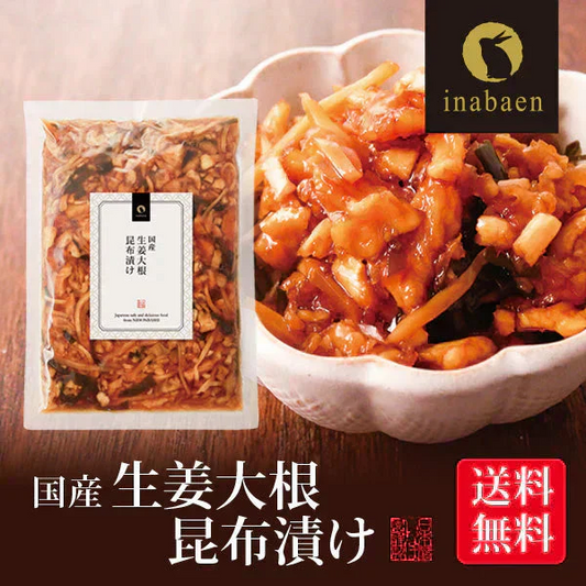 日本橋いなば園 国産生姜大根昆布漬け 150g ネコポス メール便送料無料