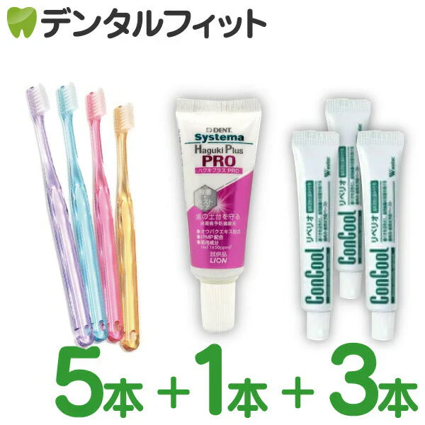 歯ぐき引き締めセット (Ci Pro AD 歯ブラシ / Sやわらかめ 5本 + ライオン DENT システマ ハグキプラスPRO 1本(19g) + ウェルテック コンクール リペリオ 3本(約5g)) 歯周病 歯肉炎 対策【メール便送料無料】