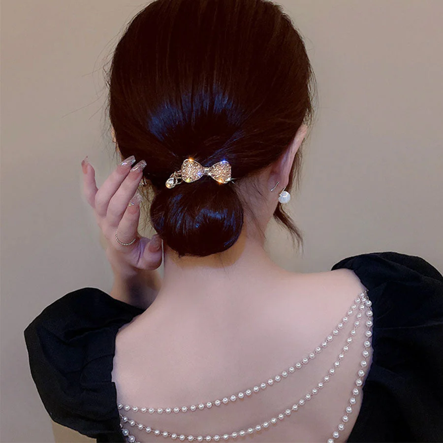 (ゴールド)ヘアゴム　蝶結び　キラキラ　ヘアアクセサリー　韓国ファッション　かわいい　オシャレ　髪飾り　上品　大人っぽい　エレガント フェミニン 　シンプル