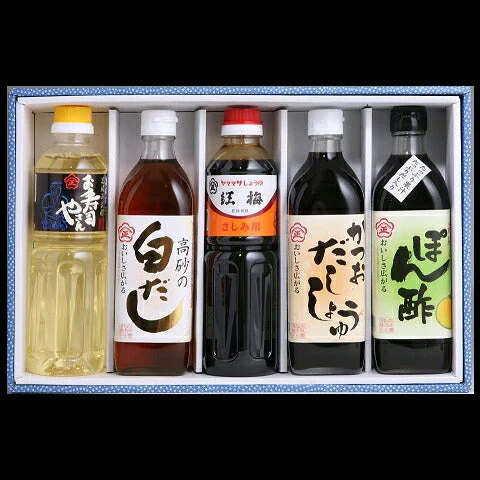 出雲 「調味料セット」 500ml×5本セット（紅梅・ぽん酢・白だし・お寿司やさん・かつおだし）【化粧箱入り】