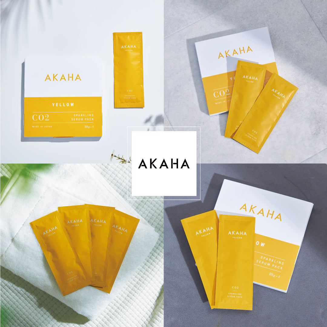 【炭酸パック】AKAHA スパークリング セラムパック YELLOW 10g×4包入 / ホームエステ１か月分 / くすみ 毛穴 たるみ 小じわ 肌荒れ ざらつき 吹き出物 ニキビ べたつき 紫外線ダメージ 毛穴汚れ 毛穴開き / ビタミンC誘導体 フラーレン 桜プラセンタ ヒアルロン酸 セラミド コラーゲン 40種の美容成分 / 混ぜない炭酸パック 生炭酸 人気炭酸パック １剤式炭酸パック 濃密泡 フェイスパック ピーリング クレンジング エイジングケア / アカハ / イエロージェル シトラスの香り