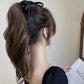 (ブラック)リボンヘアゴム ヘアアクセサリー オシャレ 髪飾り 上品 パーティー飾り