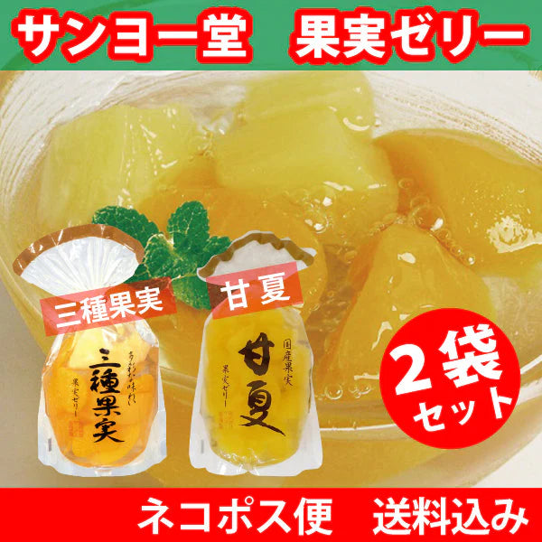 サンヨー堂 果実ゼリー ２袋セット☆三種果実・甘夏 各400ｇ☆ネコポス便　送料込