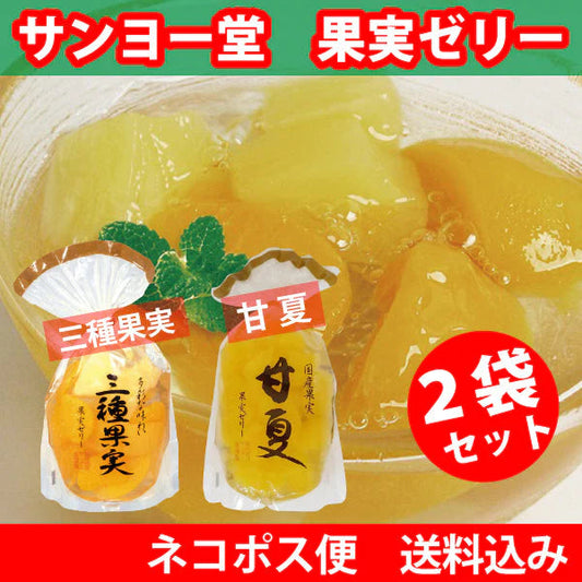 サンヨー堂 果実ゼリー ２袋セット☆三種果実・甘夏 各400ｇ☆ネコポス便　送料込