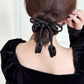 (ブラック)リボンヘアゴム ヘアアクセサリー オシャレ 髪飾り 上品 パーティー飾り