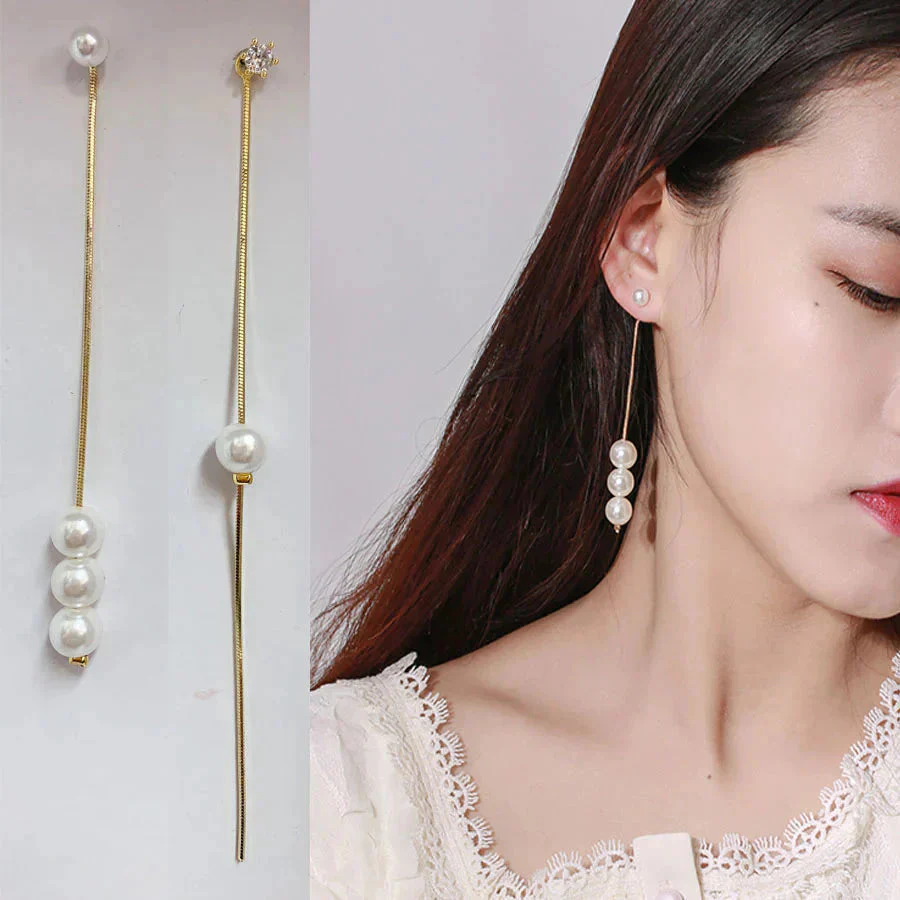 (Aゴールド*S)ピアス パール ロング 揺れる 2way パールピアス アシンメトリー ロングピアス 大ぶりイヤリング左右非対称 かわいい