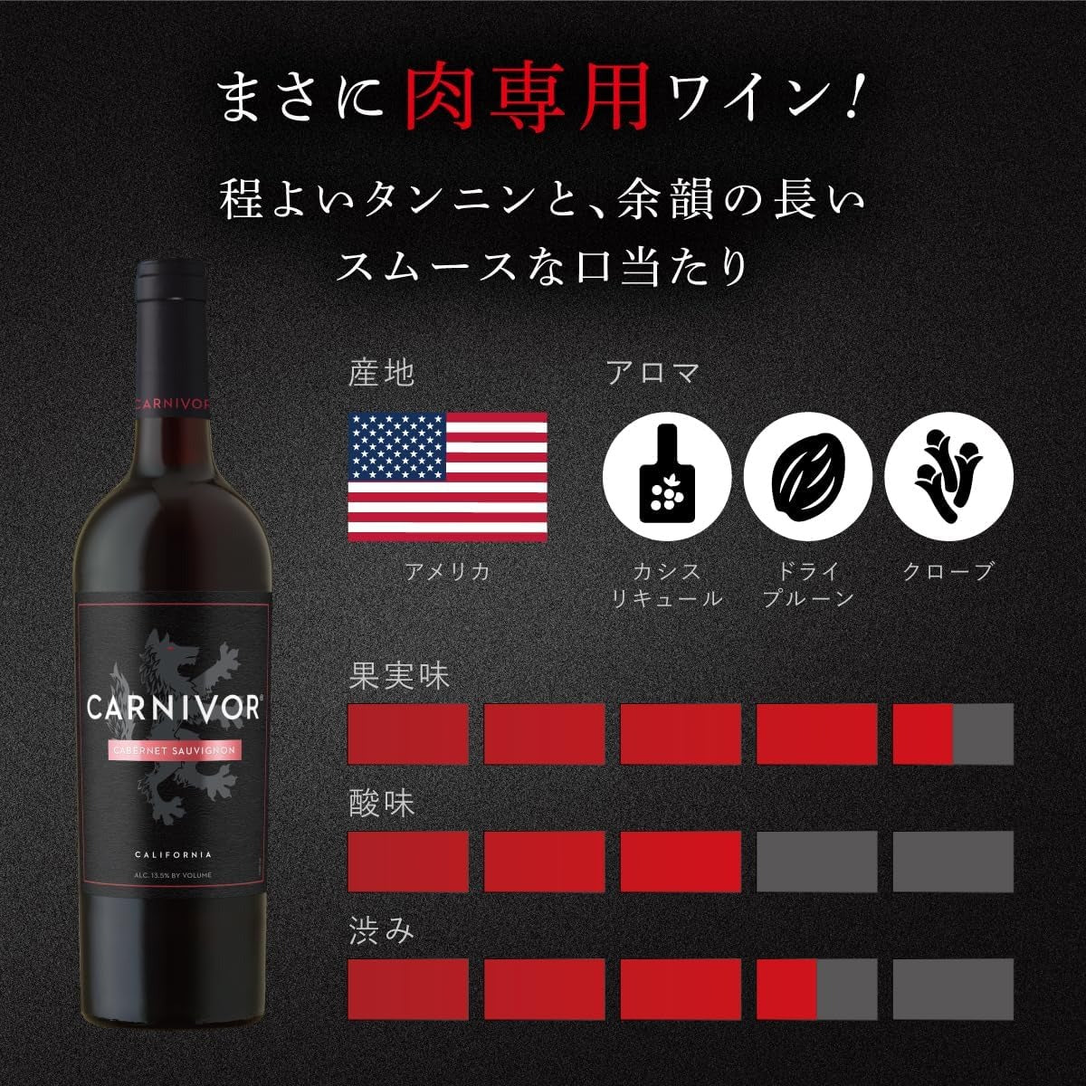 【肉専用黒ワイン】カーニヴォ 赤 750ml 1本 wine_CVRCVR【ご注文は1ケース(12本)まで1個口配送可能です】