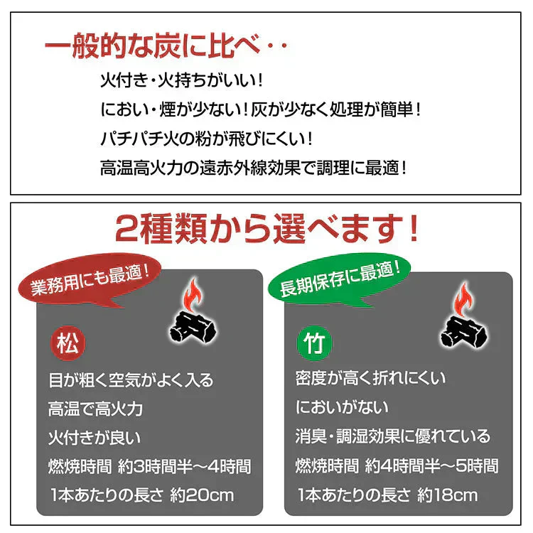 販売終了　オガ備長炭10kg  長時間燃焼 煙少バーベキューコンロ 竹炭 松 高火力  備長炭 高品質  BBQ バーベキュー キャンプ アウトドア 木炭 家庭用 業務用