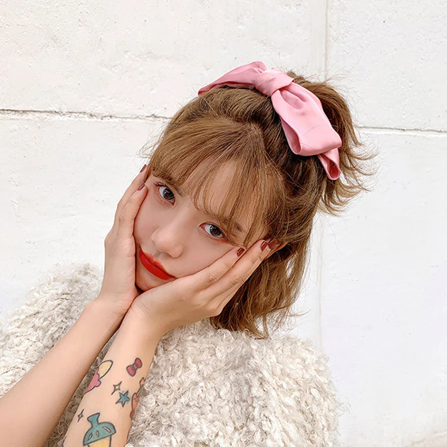 (ブラック)リボンヘアアクセサリー 髪飾り 大きい おしゃれ　キッズ　大人