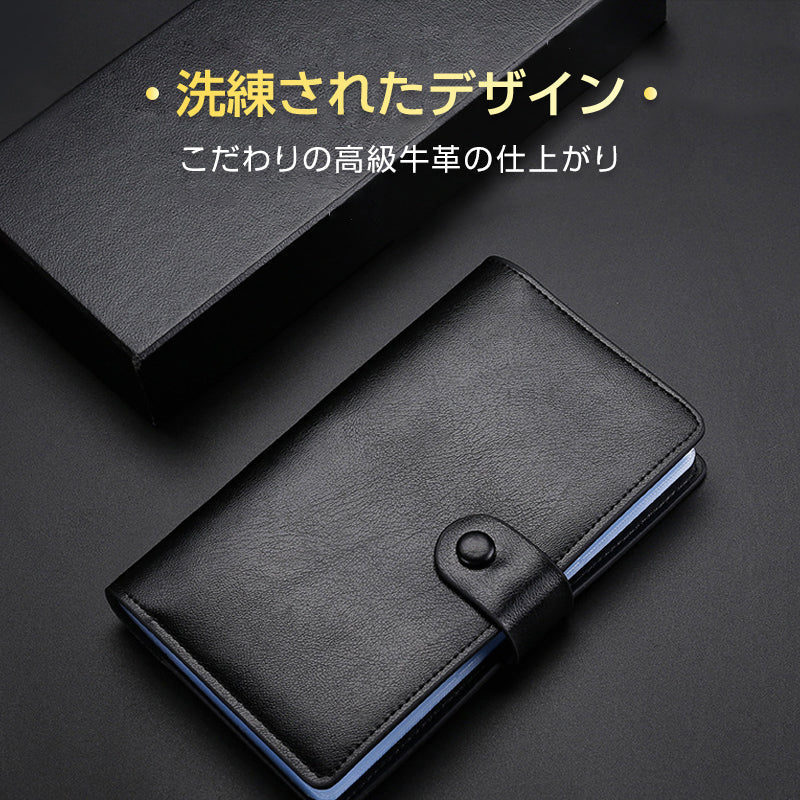 カードケース ローズピンク メンズ レディース 大容量 名刺入れ クレカ 102枚収納 本革 牛革 高級 カードホルダー カード収納 カードバッグ 手帳型 黒 ピンク