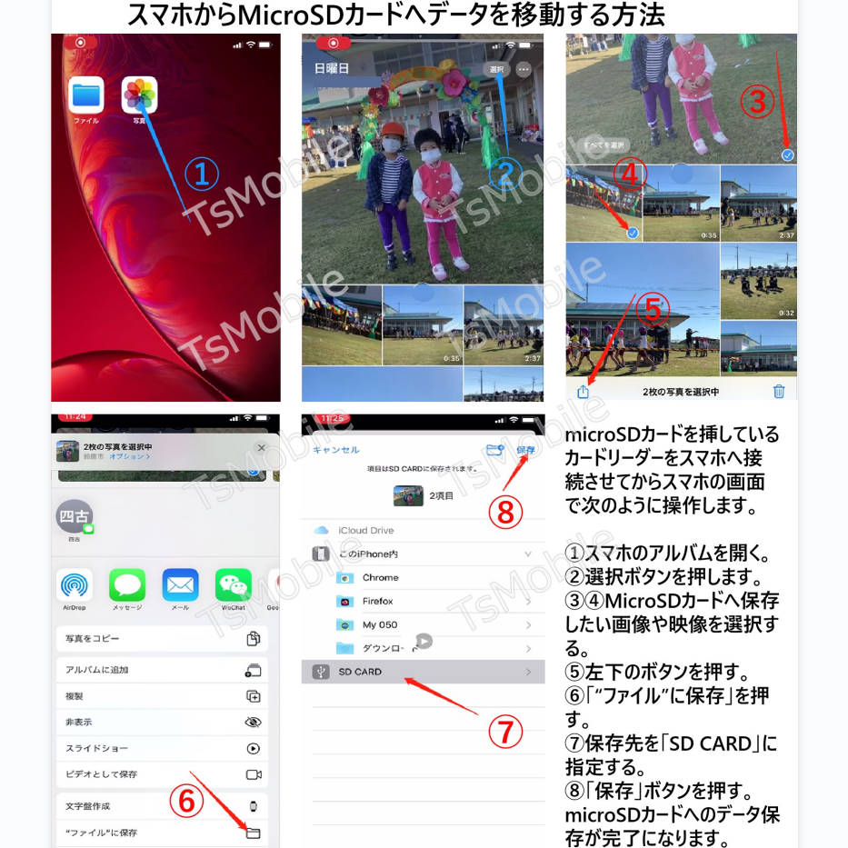 iPhone用 TFカードリーダー MicroSDカードリーダー iPad Lightningライトニング対応 データ転送 バックアップ Office PDFファイル スマートフォン 保存移動