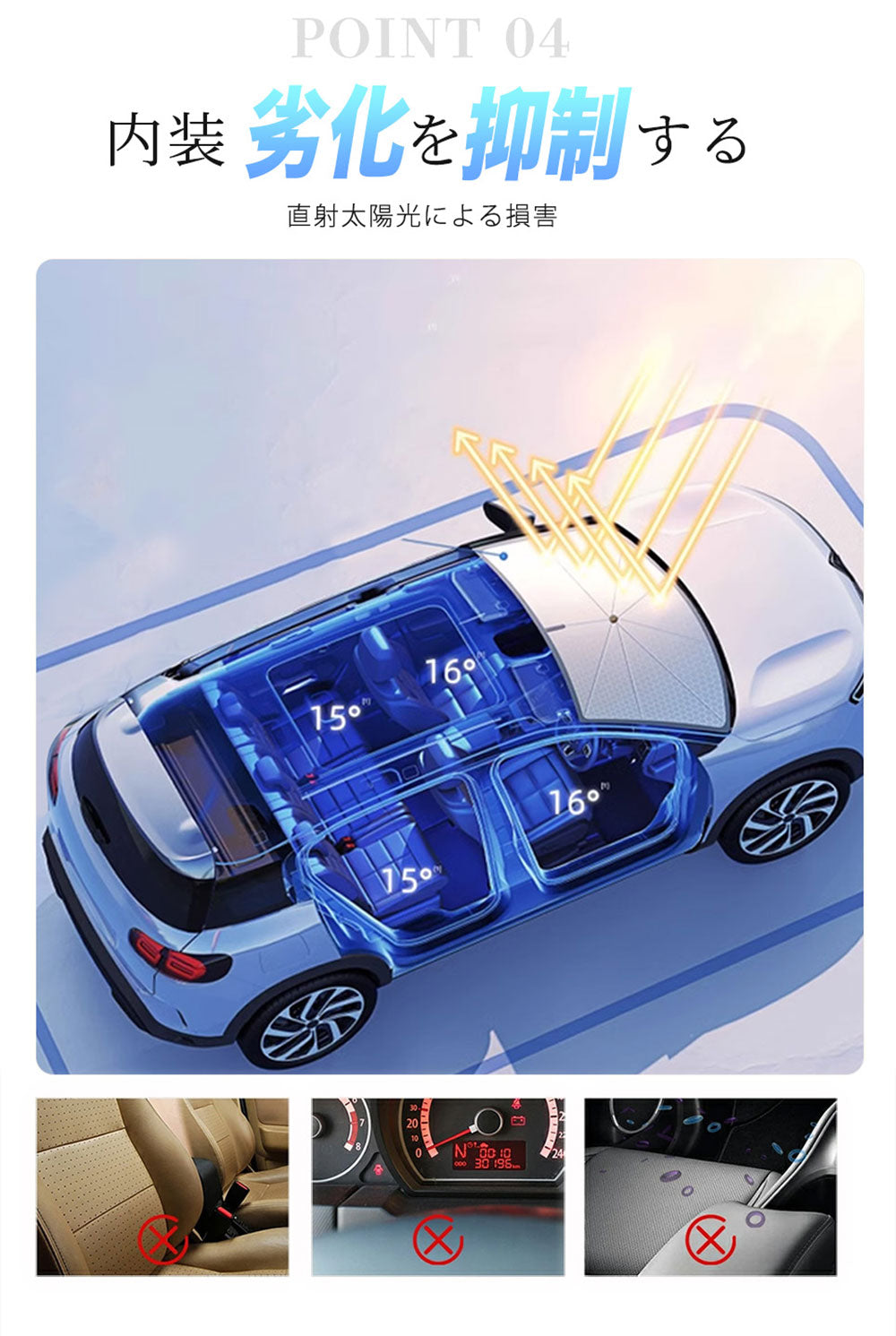 ★2026最新！★車 サンシェード フロント 遮光 日よけ 車用 サンシェード 日除け フロントガラス 断熱 傘式 カーサンシェード 傘型 軽自動車 フロントサンシェード UVカット100% 紫外線対策 折りたたみ サンシェード 車用サンシェード 遮熱 車中泊 10本骨 遮熱折りたたみ傘