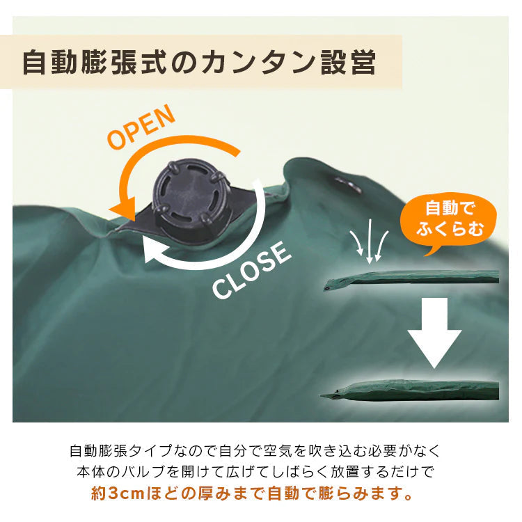 【ネイビー】キャンプマット 5cm 自動膨張式 車中泊マット 寝袋 マット エアーマット マットレス キャンピングマット 寝袋マット エアマット 車中泊 マット インフレーターマット キャンプ 敷布団 車 トラック ふとん 軽量 コンパクト 防災