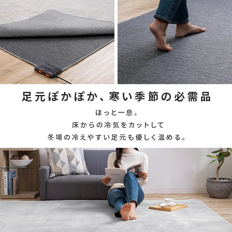【カートアップNG】ホットカーペット 2畳 省エネ 本体 TEKNOS 電気カーペット コンパクト ホットマット 電気マット 省エネ 正方形 切り忘れ自動OFF ダニ退治機能付 簡単操作 温度調節 コンパクト収納 グレー