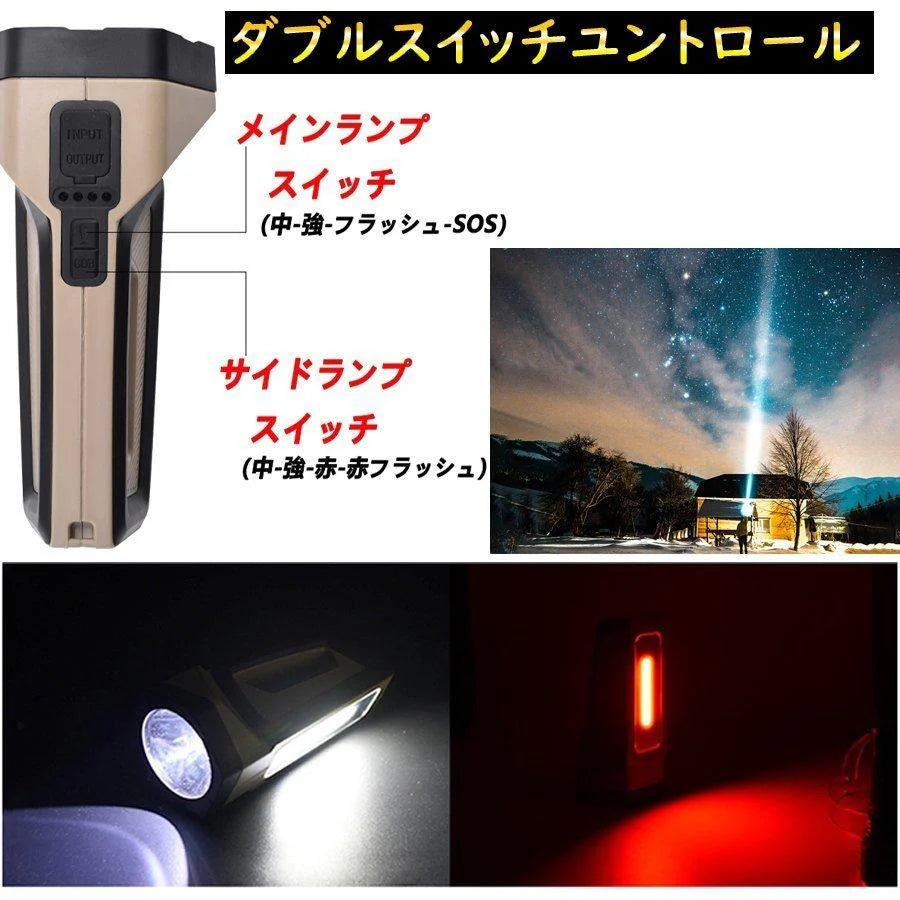 懐中電灯 ハンディライト 高輝度 USB充電式 Led テーブルランプモード 電気出力 強力 軽量小型 明るい ランタン フラッシュライト 防水 防災 地震 停電
