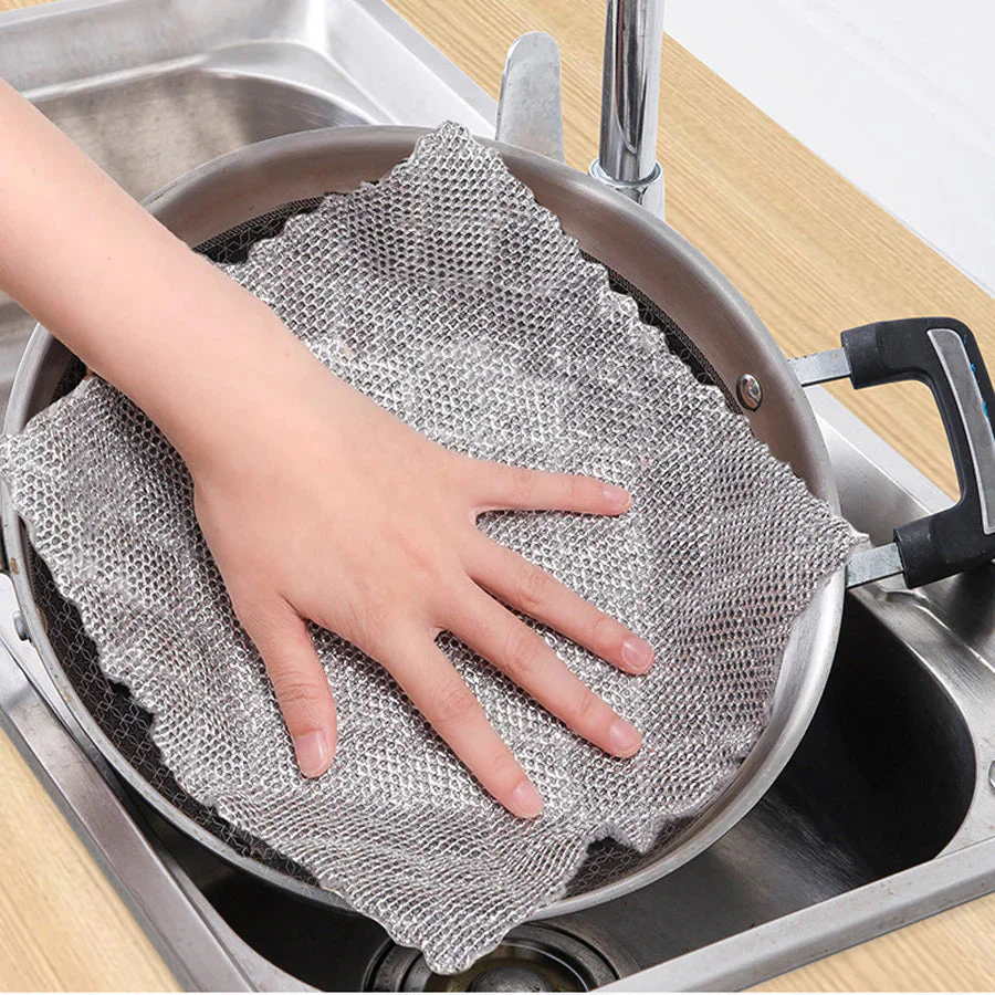 キッチンクロス 4枚セット リバーシブル　食器用 両面 ダブルカラー 布巾 学校用 ハンドタオル 速乾 吸水タオル マイクロファイバー 厚手雑巾ディッシュクロス 柔らかい ふきん 厚