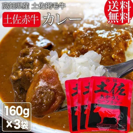 土佐あかうし ビーフカレー 3食(160g×３袋) レトルト カレー 長期保存 メール便限定 送料無料 ルー おつまみ
