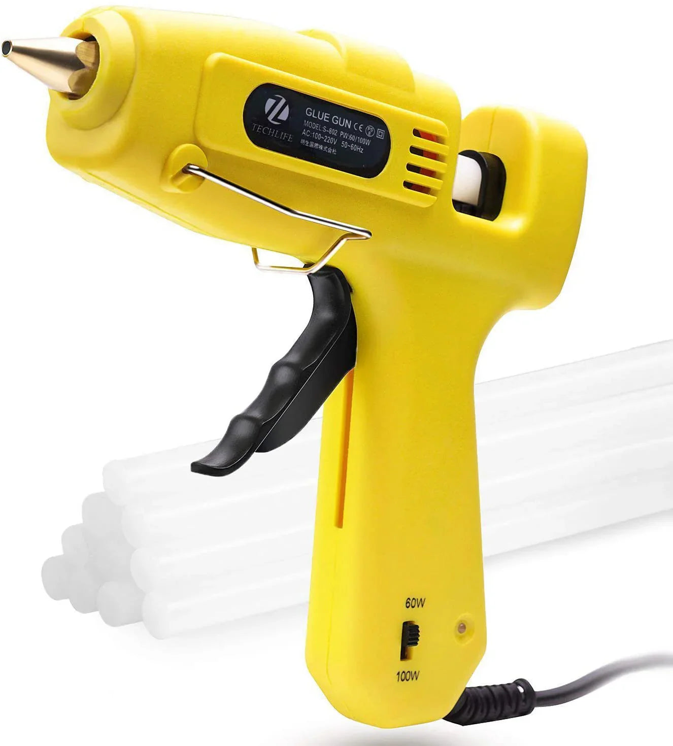グルーガン プロ中大型　温度調整 高品質グルースティック10本付属 強力粘着 接着剤 デュアルパワー 高温タイプ DIY(w075h)