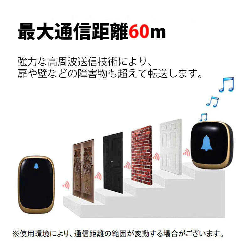 ワイヤレスチャイム 白 防水 無線チャイム 光 音 ドアベル 呼び鈴 工事 電池不要 押しボタン式 玄関 ナースコール 介護 福祉施設 ピンポン おすすめ 高品質