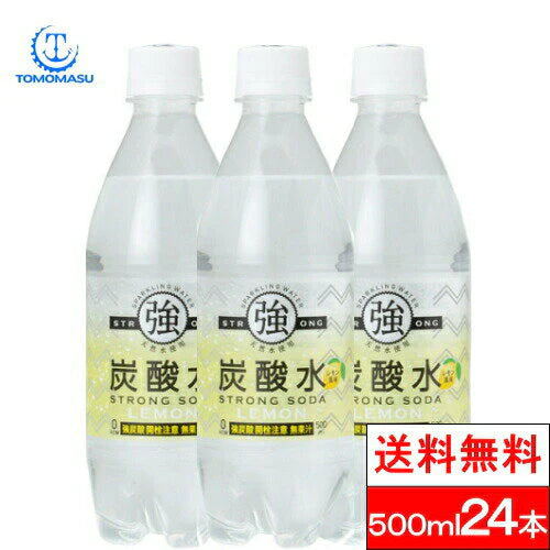 【ご新規さんとシェア買い】【1ケース】【送料無料】 友桝飲料 強炭酸水 レモン 500ml 24本