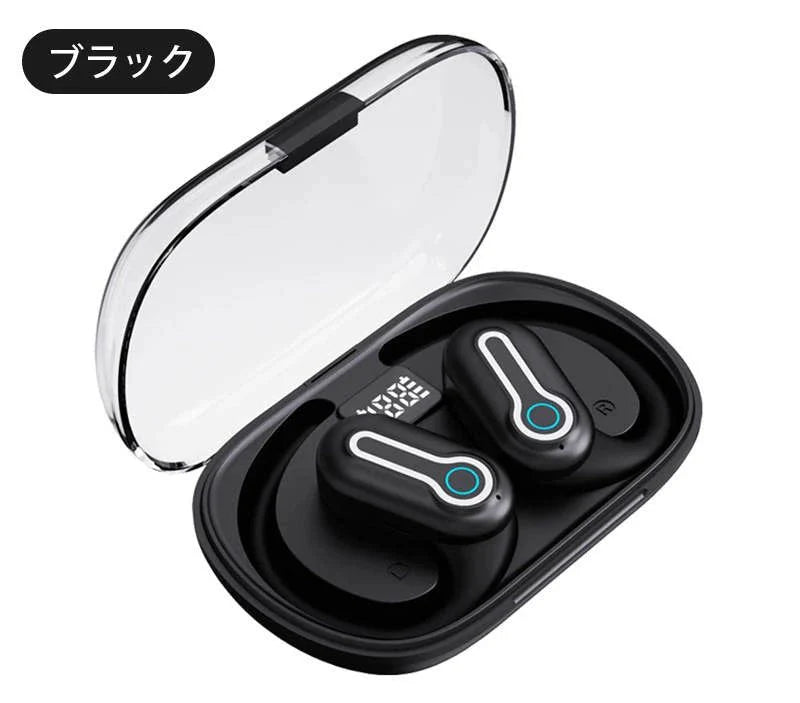 ワイヤレスイヤホン 耳かけ式 Bluetooth5.3 防水防汗 360°回転可能 HiFi高音質 安定装着 クリア通話 低遅延 長時間持続 小型軽量 自動ペアリング ENC通話 s105A(ブラック)