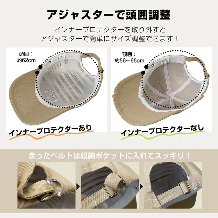 キャップ 帽子 プロテクター 簡易保護 あご紐付き 男女兼用 軽量 アウトドア 軽作業 乾きやすい アジャスター キャンプ ガーデニング おしゃれ シンプル