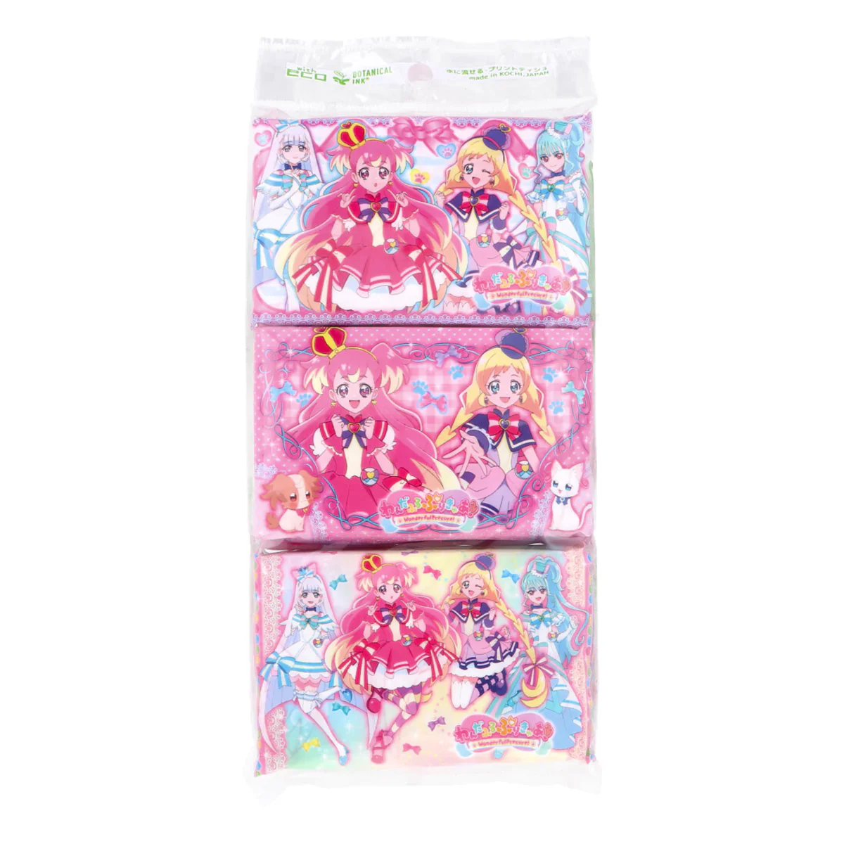 ハヤシ商事 水に流せるプリントティシュ わんだふるぷりきゅあ！ 8組16枚 6個入り X14パック