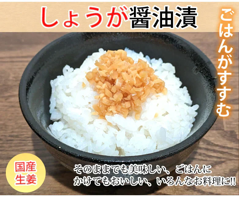しょうが醤油漬け 国産 漬物 390g（130g×3袋） お取り寄せ お取り寄せグルメ 生姜 つけもの