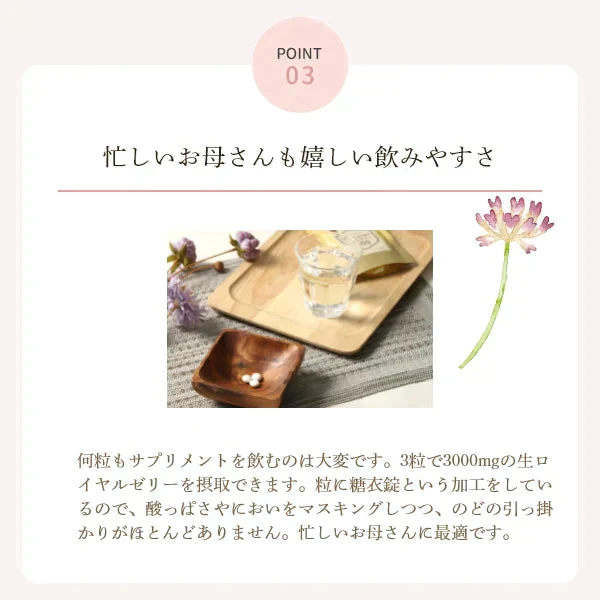 【訳あり：賞味期限12月27日まで】お母さんのためのロイヤルゼリー3000 ( 30粒入10日分 )  デセン酸1,050mg/袋! 【美容 健康 アミノ酸 タンパク ビタミン】【母の日SALE】