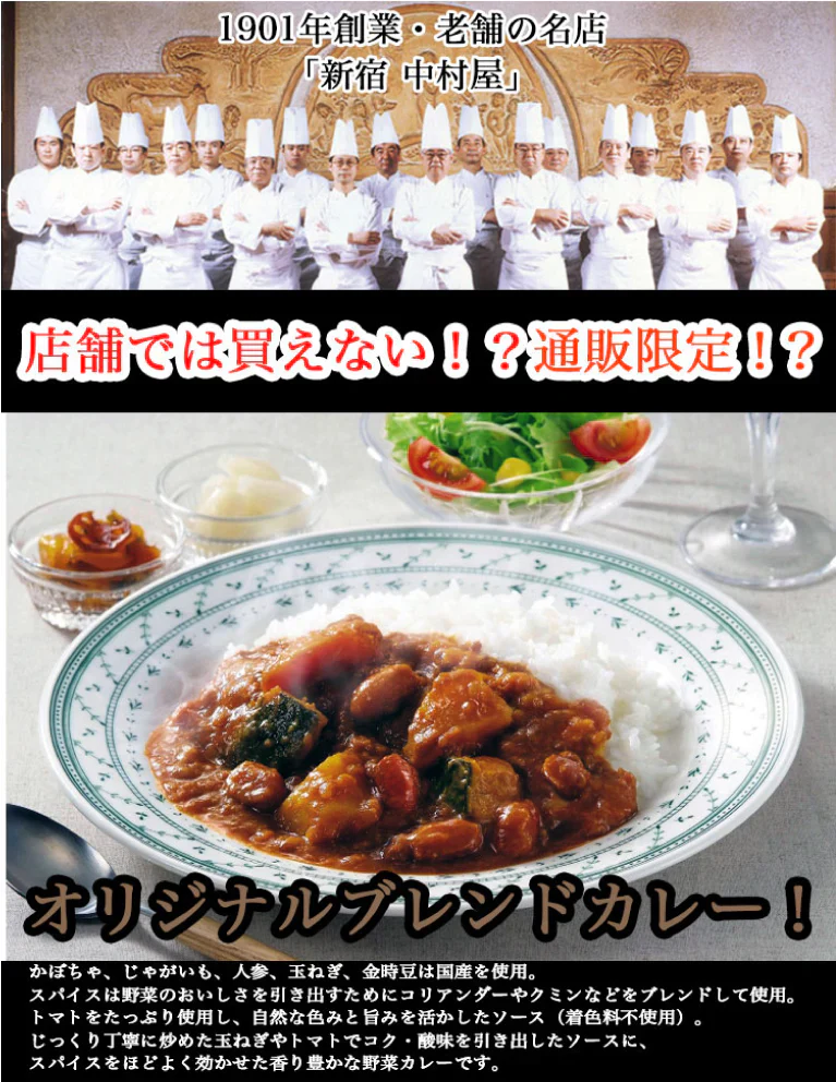 新宿中村屋 4種の国産野菜の野菜カリー 170g×4個