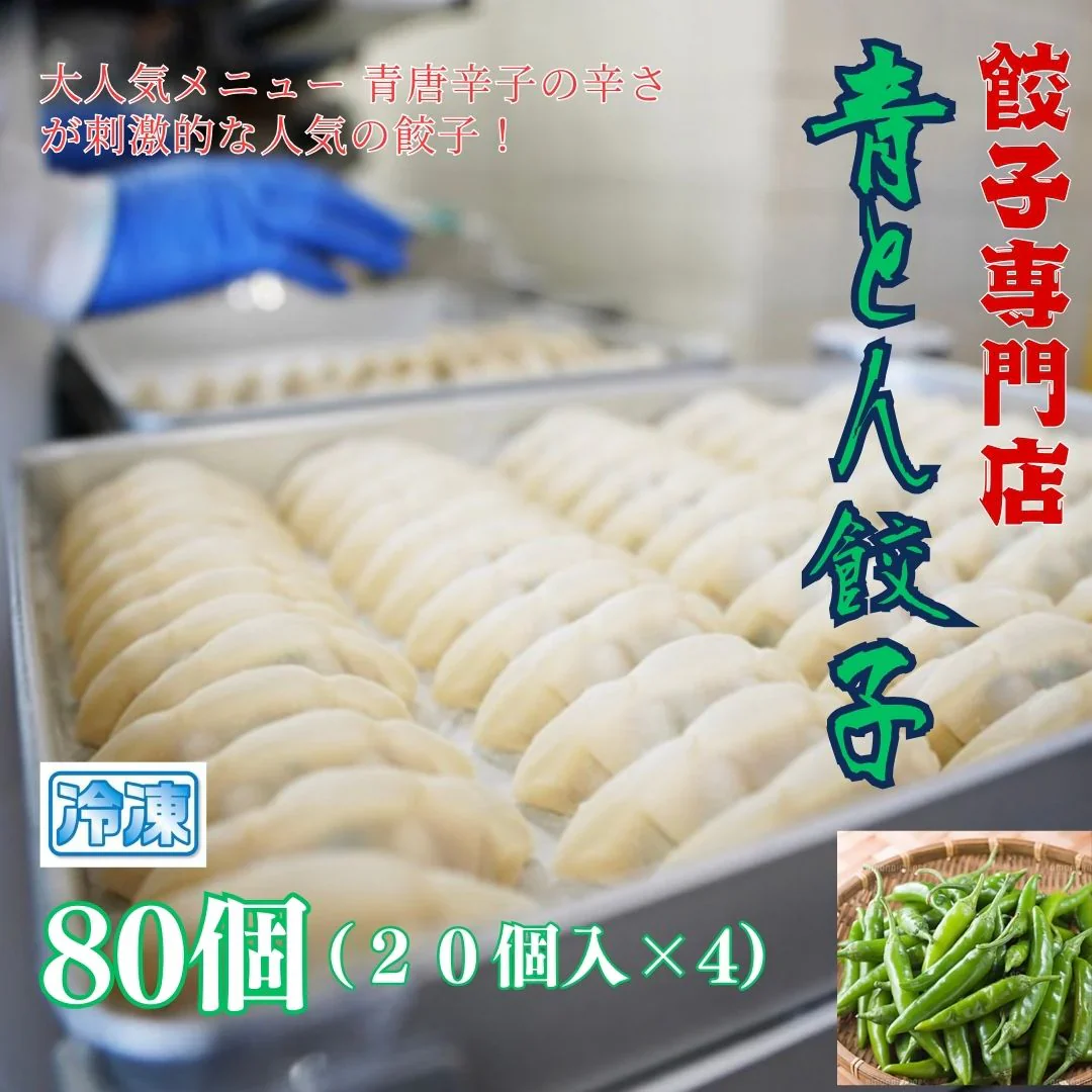 【餃子専門店 】餃子大和 青とん餃子 80個（20個 入x4） 青唐辛子 送料無料(北海道 沖縄県除く)