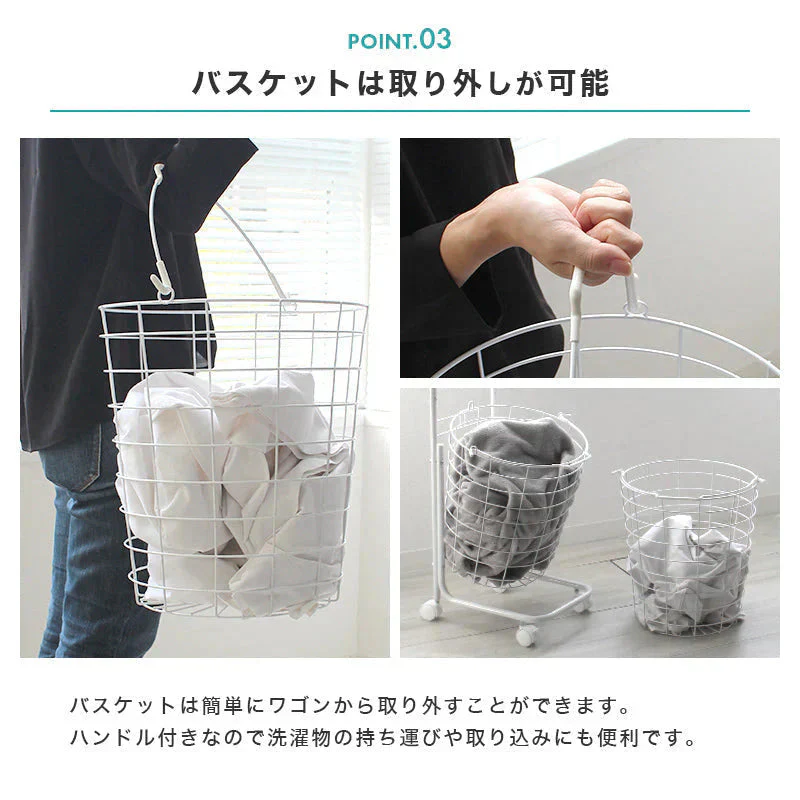 【予約商品：6月中旬（～20日までに発送）】【アースグレー】【スクエア型】【2段】ランドリーバスケット 2段 50L スリム キャスター 大容量 脱着可能 バスケット ランドリーラック 洗濯物入れ かご 洗濯かご 洗濯物 脱衣かご ワイヤー ランドリー収納 ランドリーボックス 収納 スリム 省スペース おしゃれ