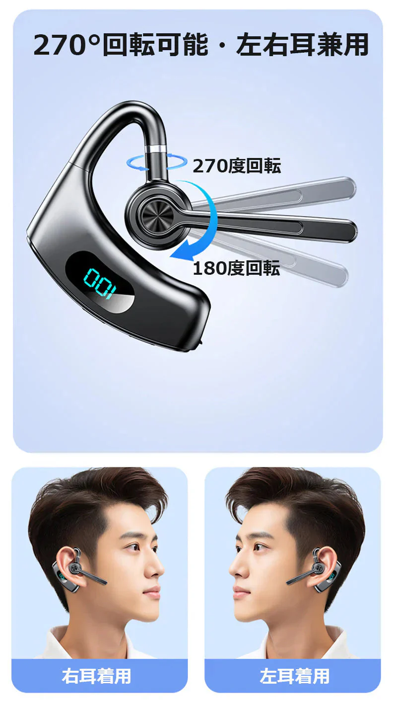 骨伝導イヤホン イヤホンヘッドホン  PSE認証 耳かけ式 Bluetooth5.4 HiFi高音質 長時間航続 Type-C充電 IPX5防水 防滴防汗 三色選択可能 大容量バッテリー LED残電表示 270度回転可能 s100C(ブルー)