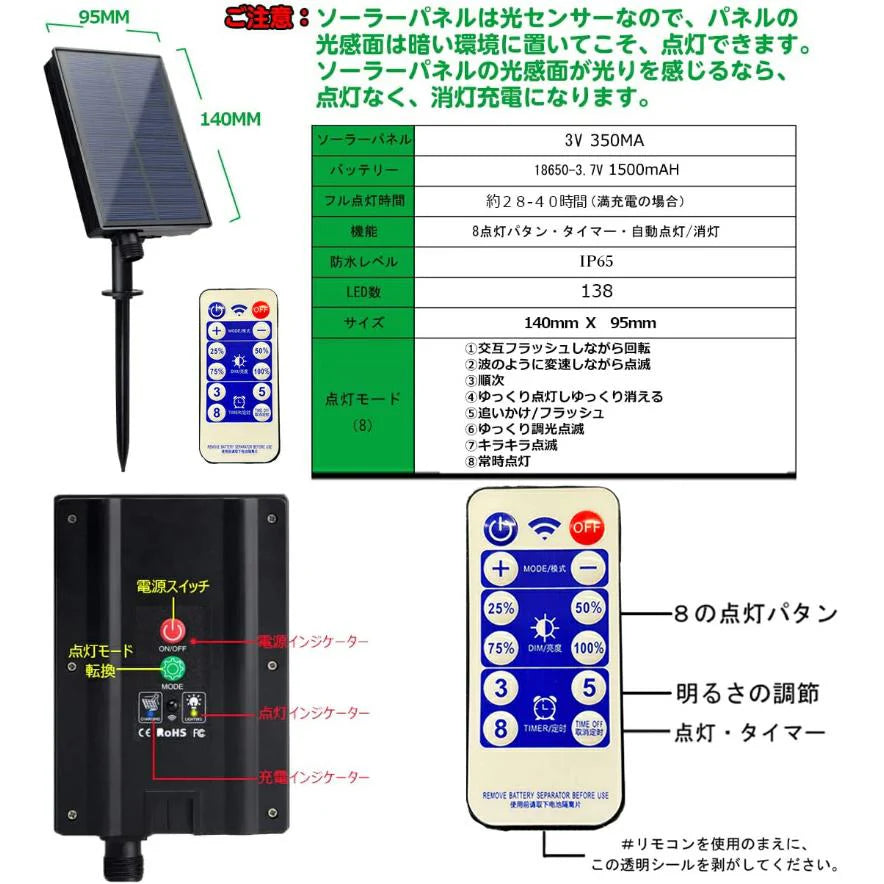 即納 ソーラー イルミネーション ライト 星 月 ストリングライト カーテンライト 138電球 3.5m 8種類モード リモコン付 防水 パーティー 新年 祝日 結婚式