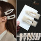 (A60)ヘアピン パッチン留め ヘアクリップ バレッタ 髪どめ 髪留め ヘアアクセサリー 白 パール風 真珠風