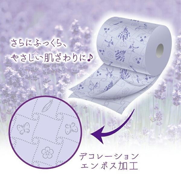 丸富製紙 花束フラワープリント フレンチラベンダーの香り ダブル25m 12ロールＸ8パック