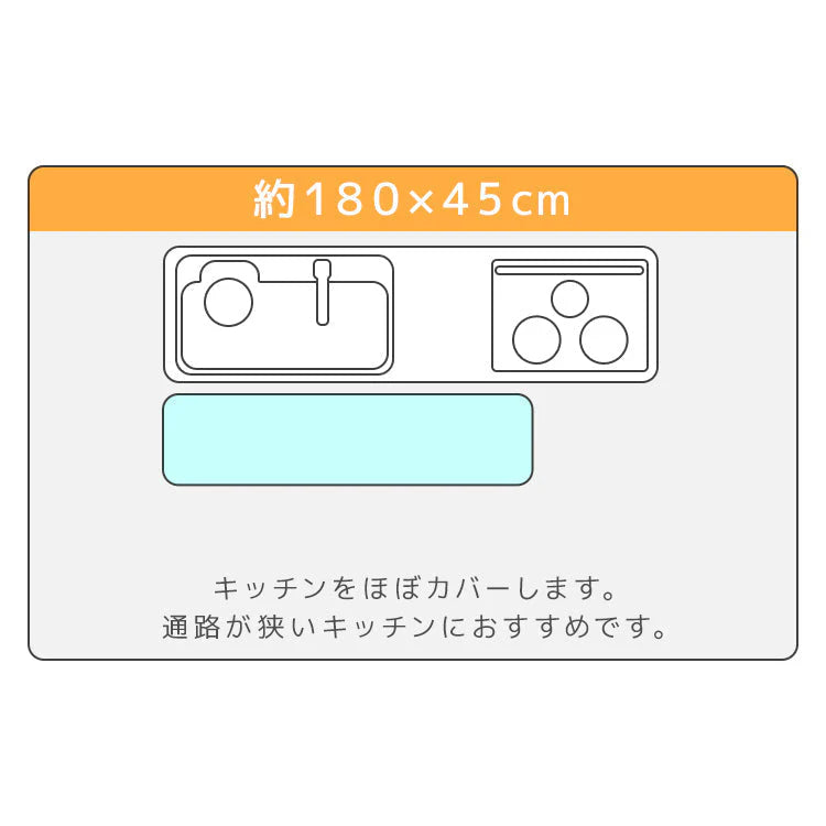 キッチンマット 透明 180cm 拭ける 透明キッチンマット 洗える おしゃれ 長い 北欧 45×180cm クリア 防水 撥水 PVC キッチン マット クリアマット 1.5mm 透明マット 保護シート 台所 カット可能 傷 キズ 凹み防止 床暖房対応