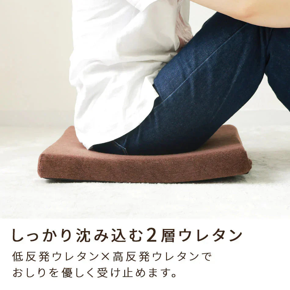 【丸形グレージュ】座布団 クッション 40×40 厚さ5cm 低反発 高反発 2層構造 低反発クッション 40cm フロアクッション おしゃれ スクエア ラウンド 北欧 モダン 四角 丸 円 コンパクト ウレタン 高反発 クッション 椅子 テレワーク