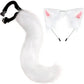 2点セット ハロウィン かわいい しっぽ コスプレ クリスマス パーティー グッズ 仮装 狐 猫 犬 尻尾 ブロンド 狐耳 犬耳 つけ耳 柴 狼 狸 猫耳 カチューシャ  動物 メイド w680B(ブラウン)
