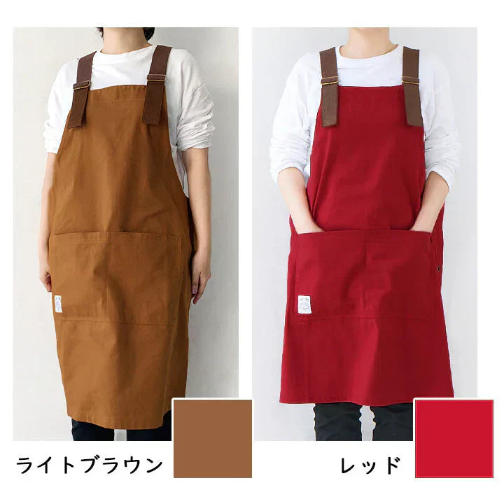 【ヒッコリーデニム】FABORI ワークエプロン ブリック エプロン メンズ レディース おしゃれ 男女兼用 フリーサイズ かぶり かぶるだけ ガーデニング 膝丈 シンプル DIY 無地 大人 プレゼント ギフト 父の日 保育士