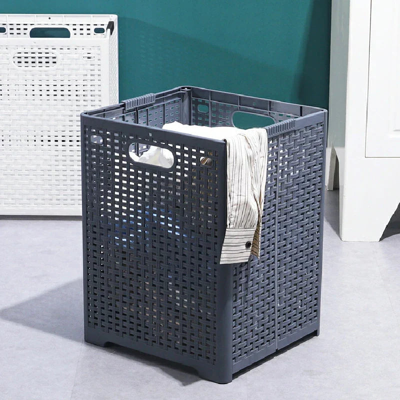 【グレー　M(32×34×44cm)】ランドリーバスケット 折りたたみ スリム 大容量 M L 便利 フォールディングバスケット 洗濯かご おしゃれ モダン 北欧 シンプル カゴ ランドリー収納 洗面所