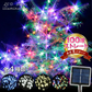 イルミネーション ソーラー ストレートライト 4色 ミックス 10ｍ 100球 クリスマス イルミ 屋外 led 防水 自動点灯 8パターン点滅 国華園