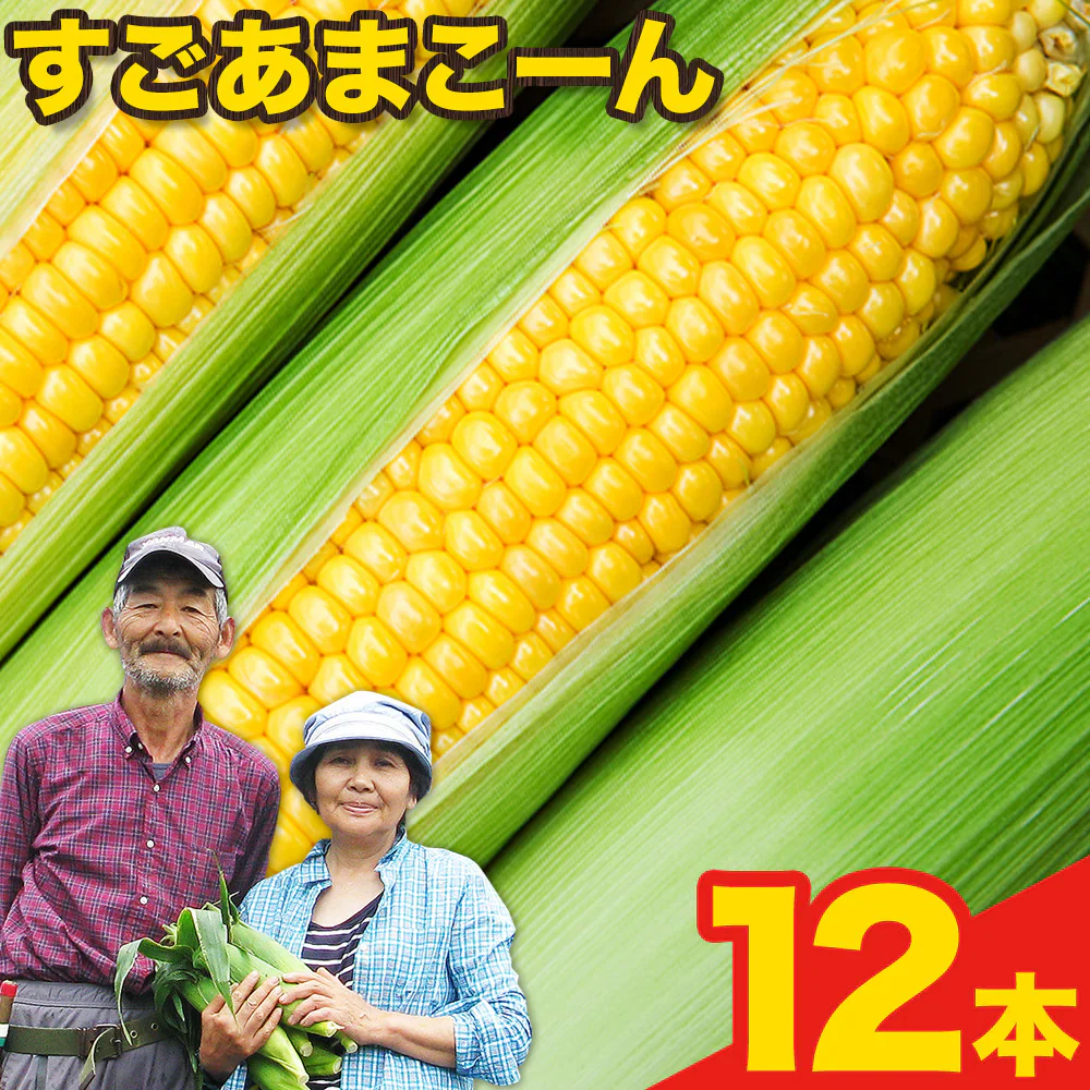 【TVで紹介】とうもろこし 卯野農場 すごあまこーん 12本入り 【3L~Lサイズ / 約3.6kg-4.8kg前後】  朝採り スイートコーン 《7-14営業日以内に発送予定（土日祝除く）》