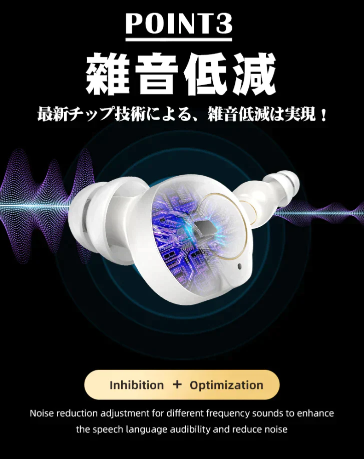 集音器 高齢者 充電式 イヤホン ワイヤレス おすすめ テレビ 日本語説明書付き 軽量 雑音低減 28時間使用可能 高品質チップ 集音器に見えない (ブラック)