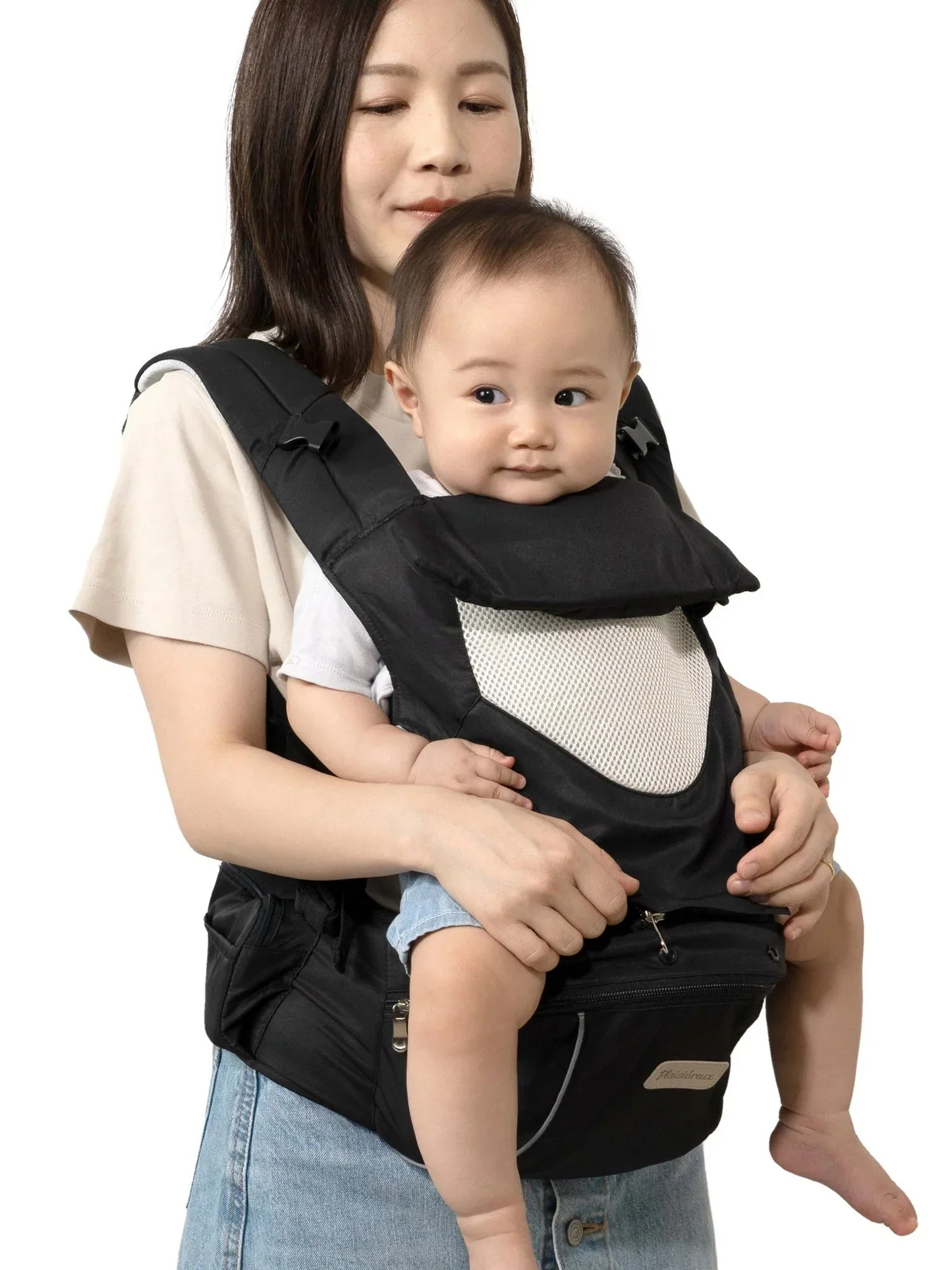 【保育士さん監修】ヒップシート 抱っこ紐 抱っこひも だっこひも おんぶ紐 多機能 ベビーキャリア 滑り止め付 バッグ ウエストポーチ 赤ちゃん  プレゼント プレジュール ブラック