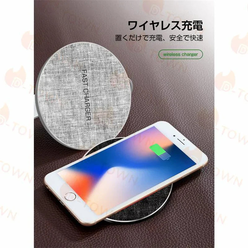 ワイヤレス 充電器 　多重安全保護機能搭載 発熱対策 急速 無線 充電 超薄型 軽量 多重保護 車載 ワイヤレスチャージャー スマホ充電器 置くだけ充電 w306B(グレー)