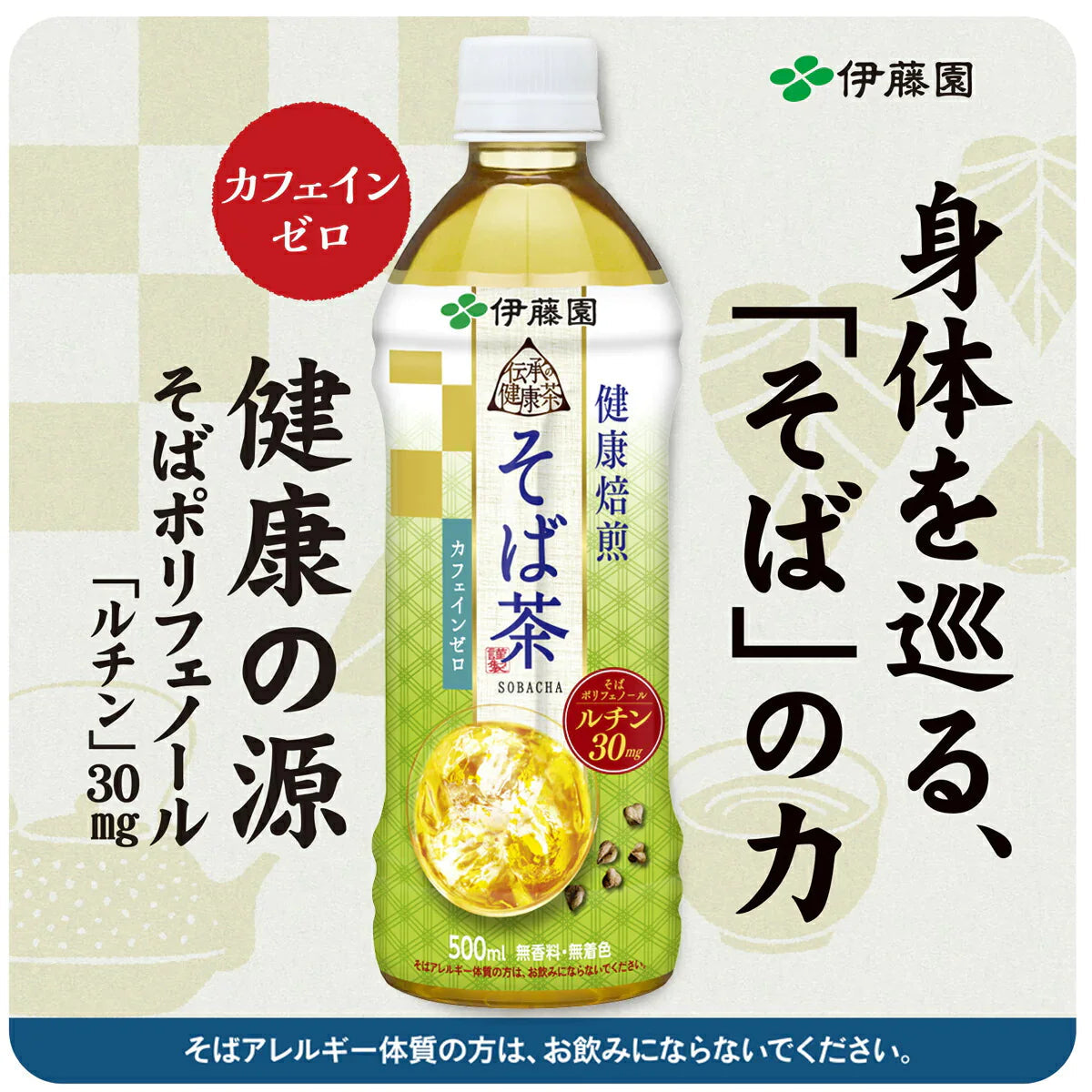伊藤園 伝承の健康茶 健康焙煎 そば茶 500ml×1ケース/24本